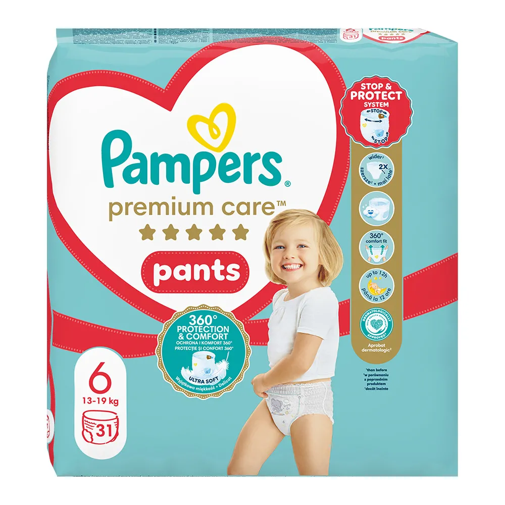 Scutece Premium Care Pants Nr.6 15 kg+, 31 bucati, Pampers