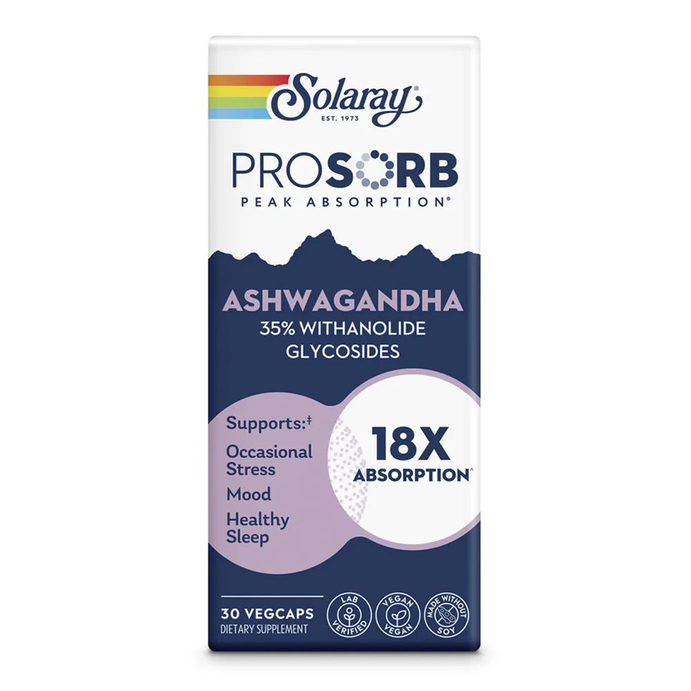Ashwagandha Prosorb Solaray, 240 mg, 30 capsule vegetale, Secom