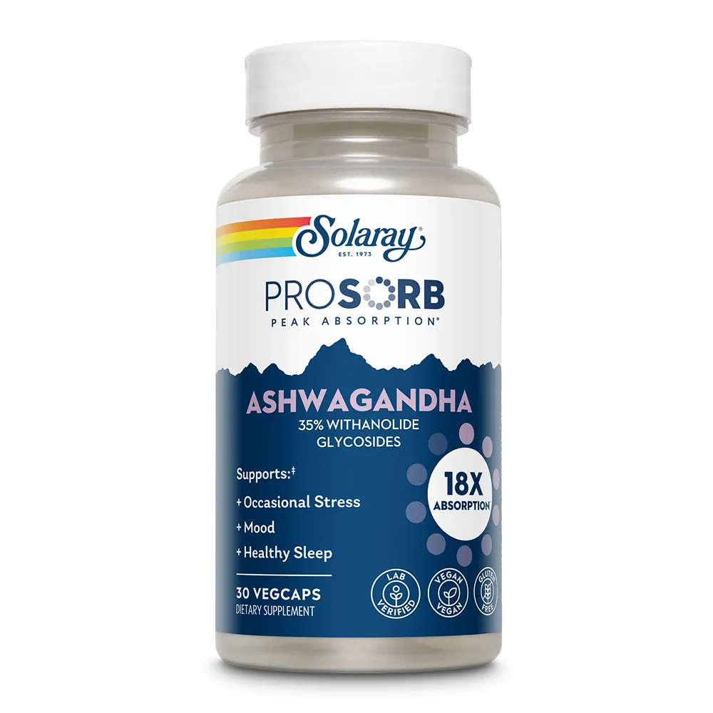 Ashwagandha Prosorb Solaray, 240 mg, 30 capsule vegetale, Secom