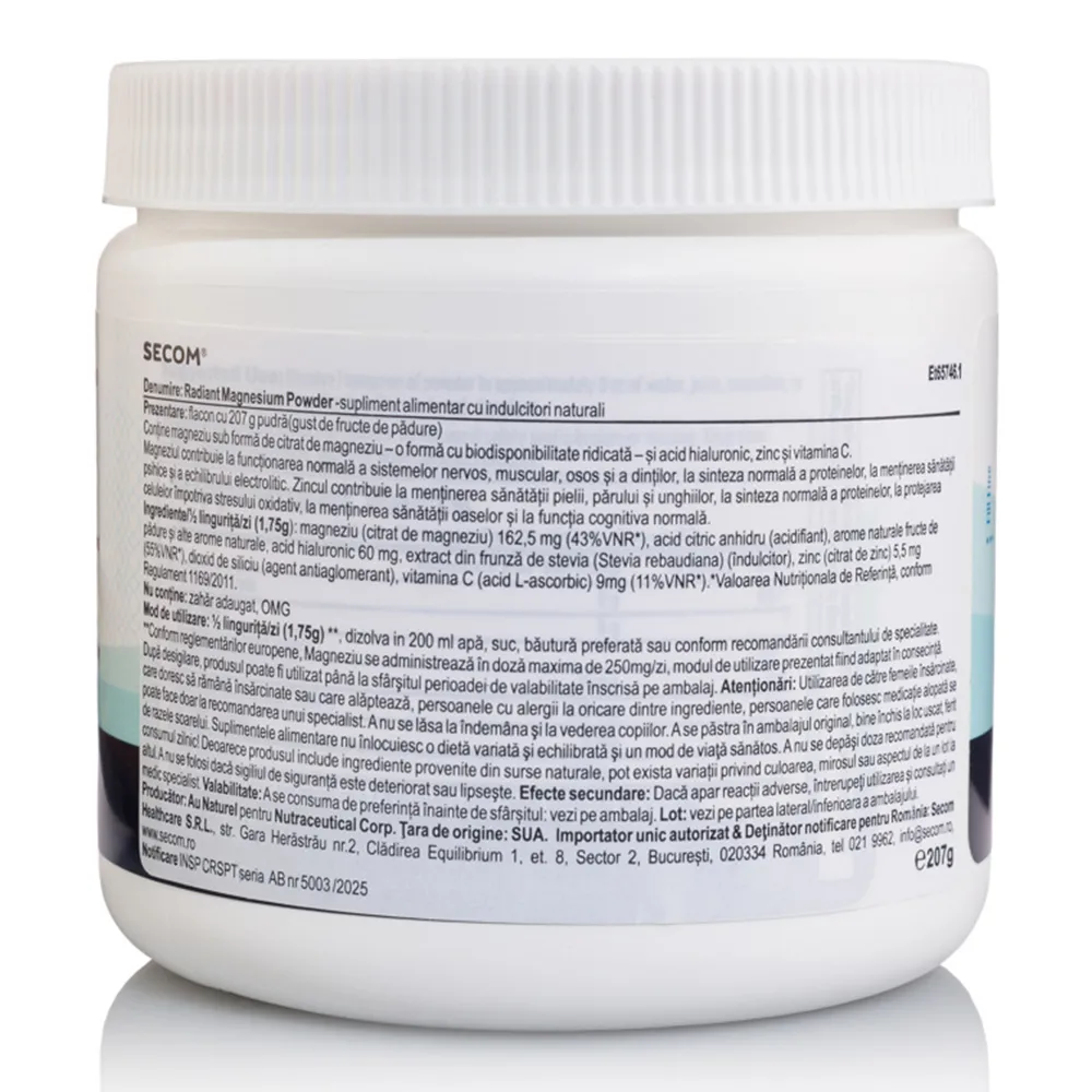 Magneziu pudra Radiant Magnesium Powder Kal, 207 g, Secom
