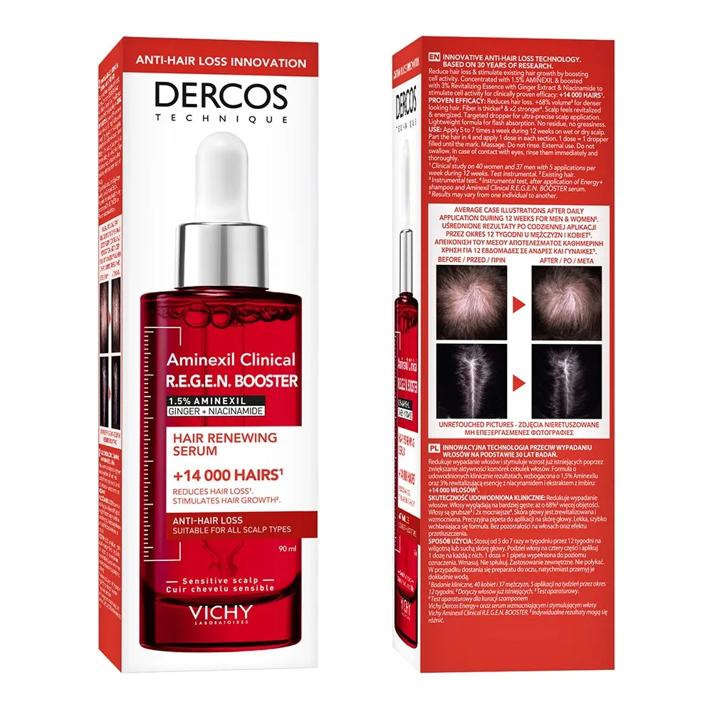 Serum capilar cu efect de regenerare Aminexil Clinical R.E.G.E.N., 90ml, Dercos