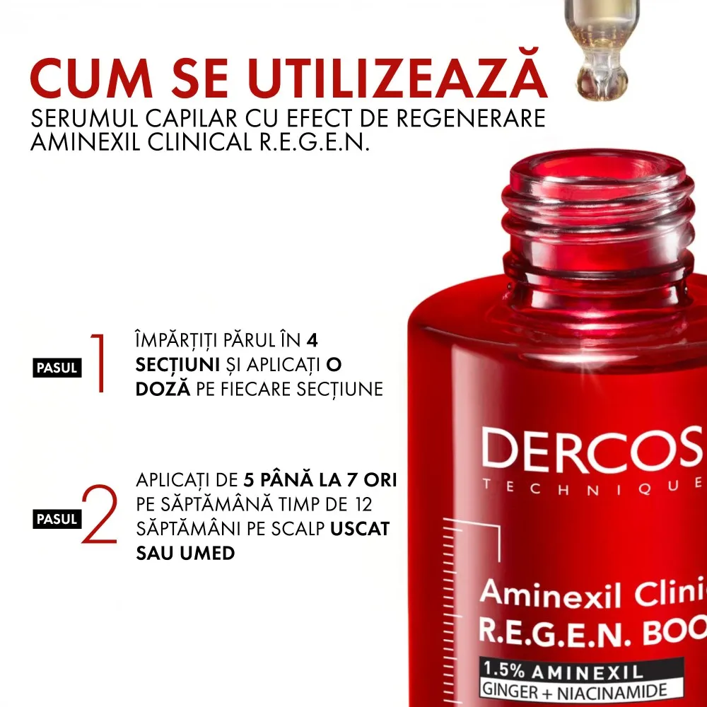 Serum capilar cu efect de regenerare Aminexil Clinical R.E.G.E.N., 90ml, Dercos