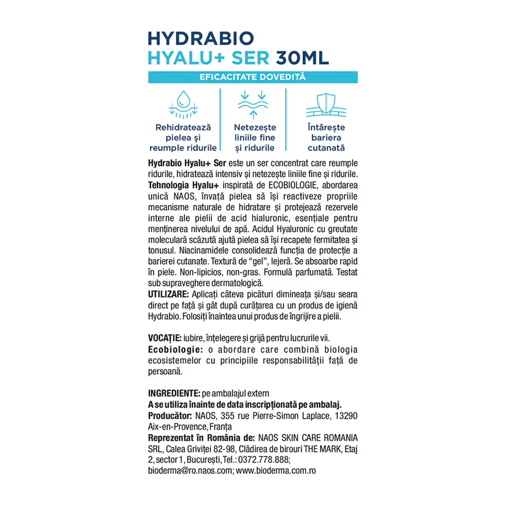 Serum Hydrabio Hyalu+, 30 ml, Bioderma