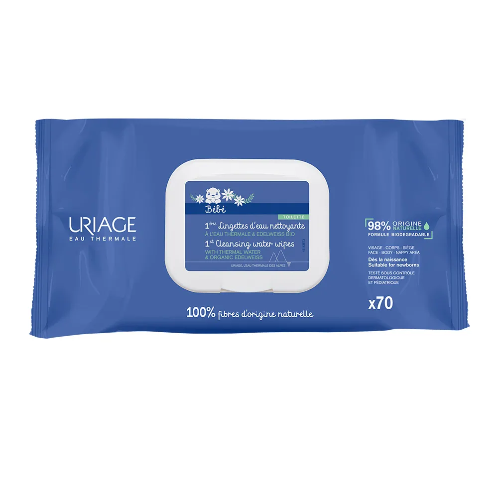 Servetele de curatare pentru bebelusi cu apa termala 1er Bebe, 70 bucati, Uriage