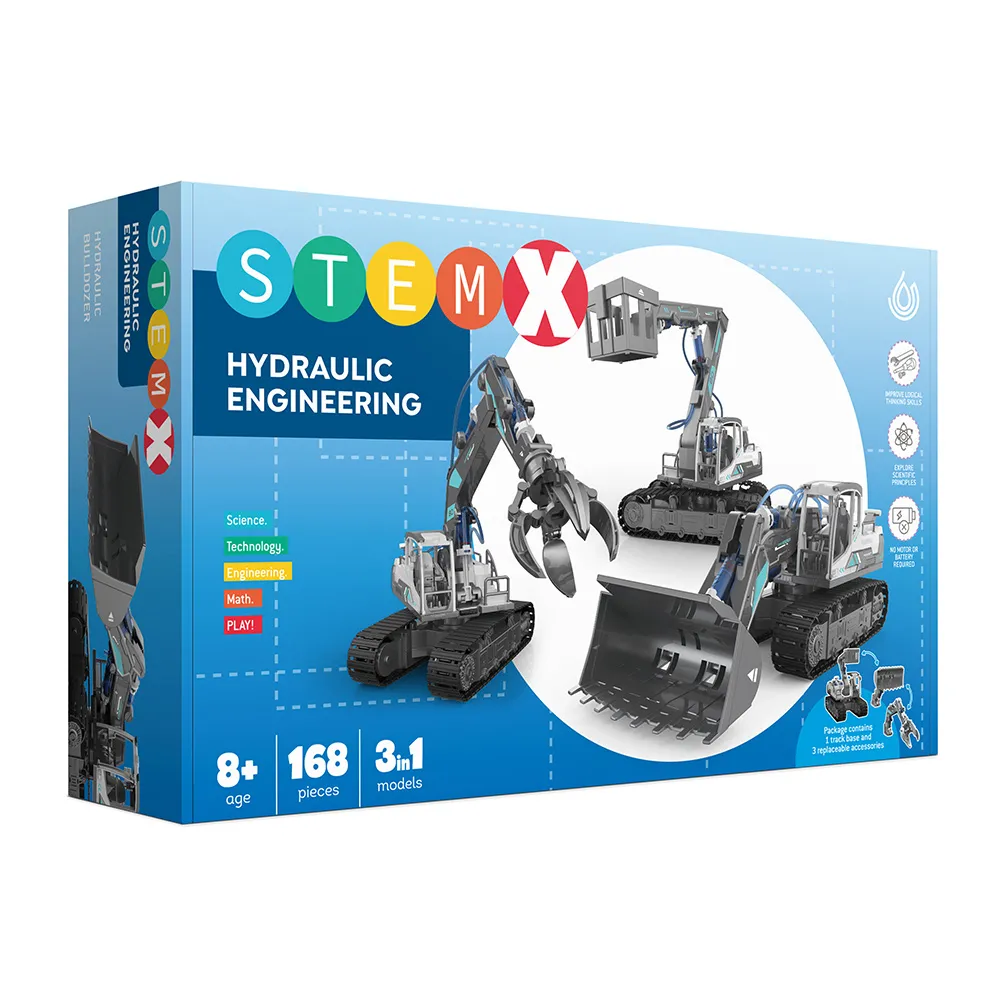 Set de Constructie STEMX Buldozer Hidraulic 3 In 1, 168 piese