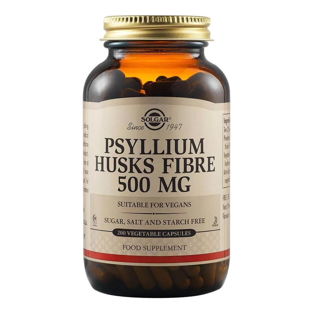 Psyllium Fibre din Coji 500mg, 200 capsule, Solgar