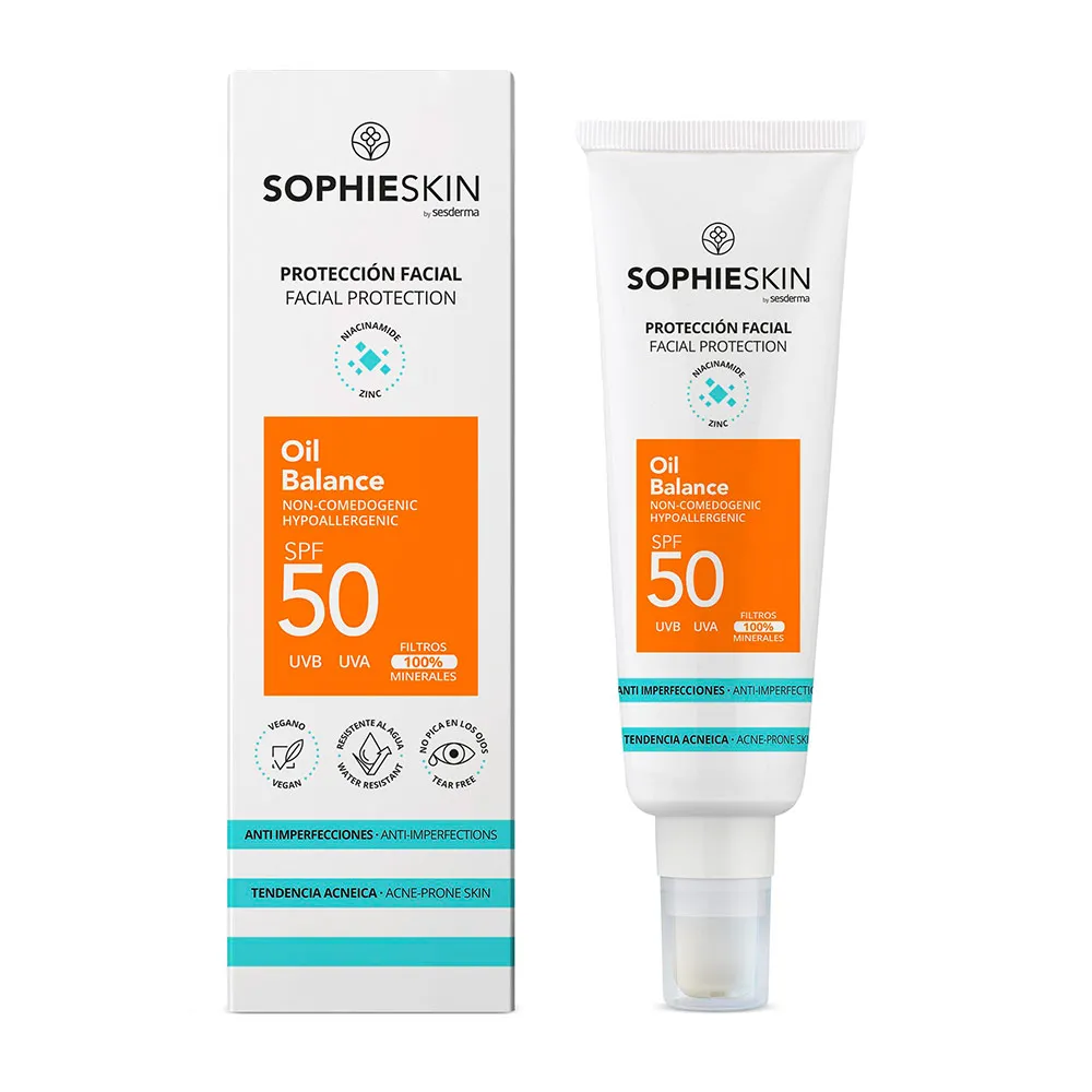 Crema pentru ten gras cu protectie solara SPF 50 Oil Balance Facial Protection, 50 ml, Sophieskin