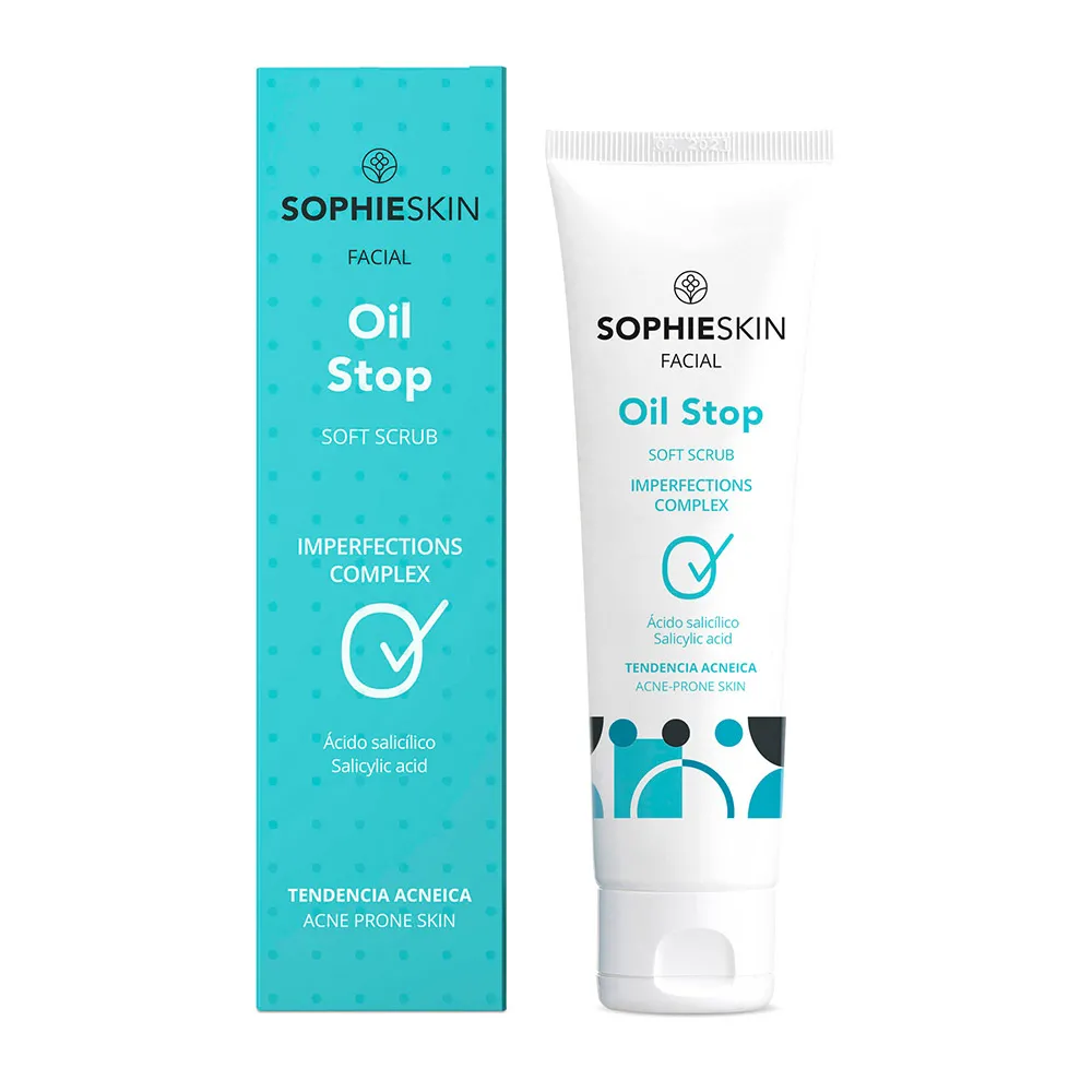 Scrub delicat pentru ten cu tendinta acneica Oil Stop, 75 ml, Sophieskin