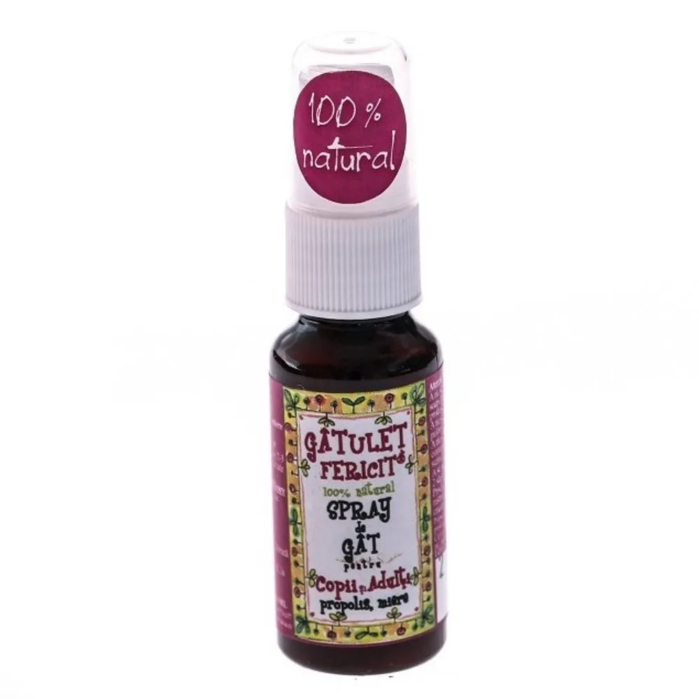 Spray de gat pentru copii si adulti Gatulet Fericit, 20ml, Prisaca Transilvania