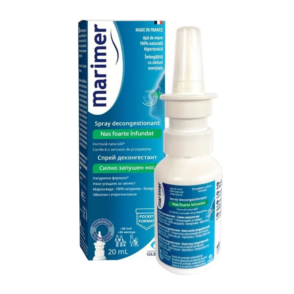 Spray nazal hipertonic cu uleiuri esentiale Marimer, 20 ml, Gilbert
