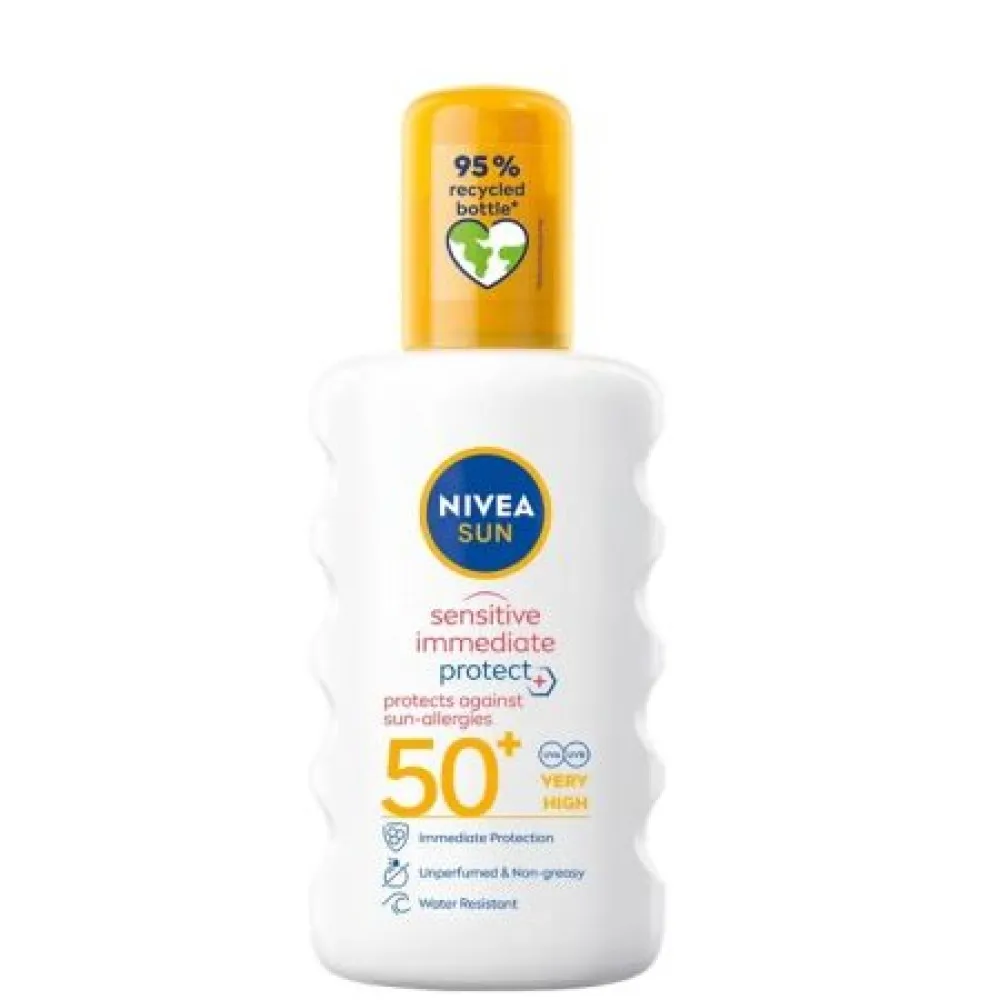 Spray pentru protectie solara SPF 50+ Allergy Sensitive Protect, 200 ml, Nivea Sun