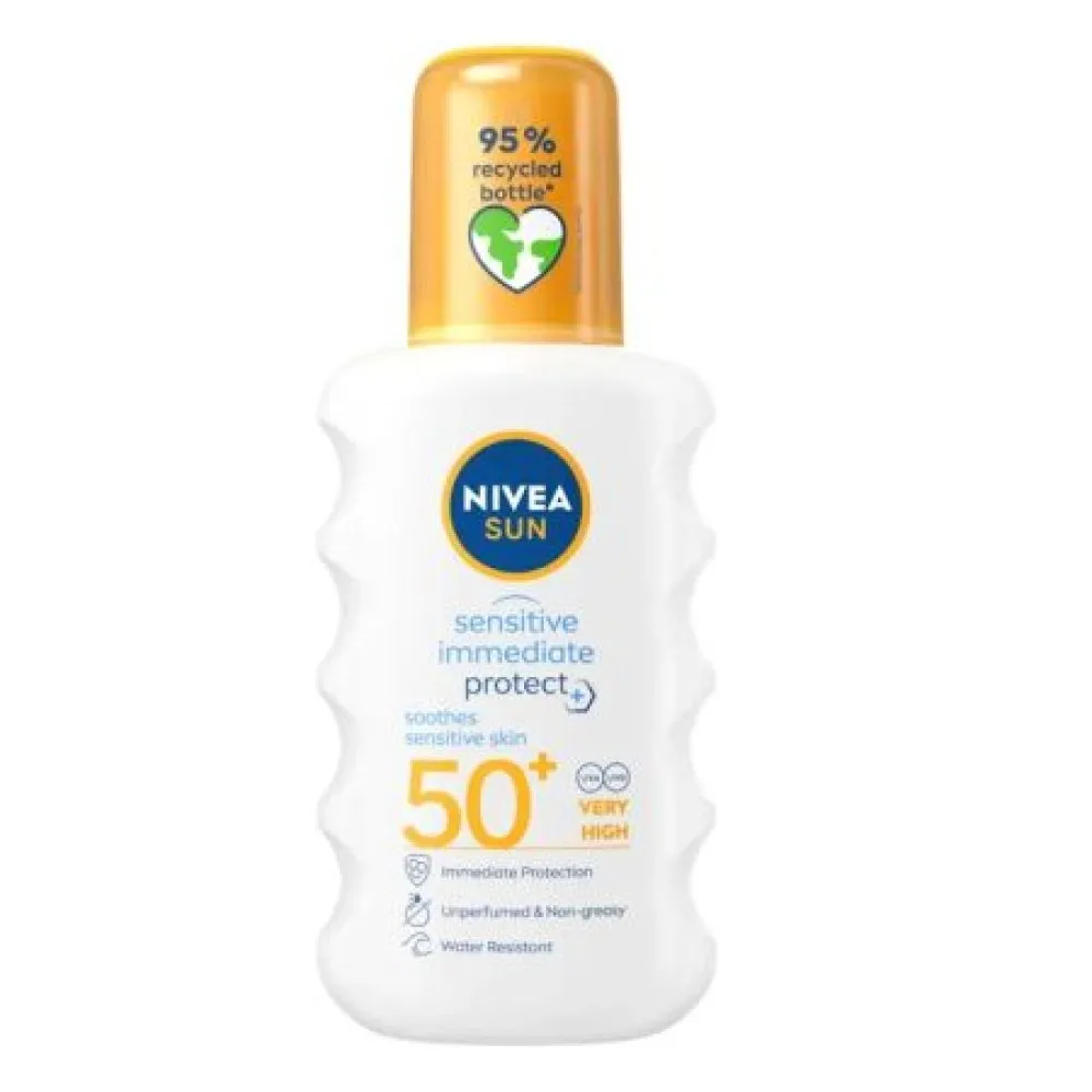 Spray pentru protectie solara SPF 50+ Sensitive Protect, 200 ml, Nivea Sun