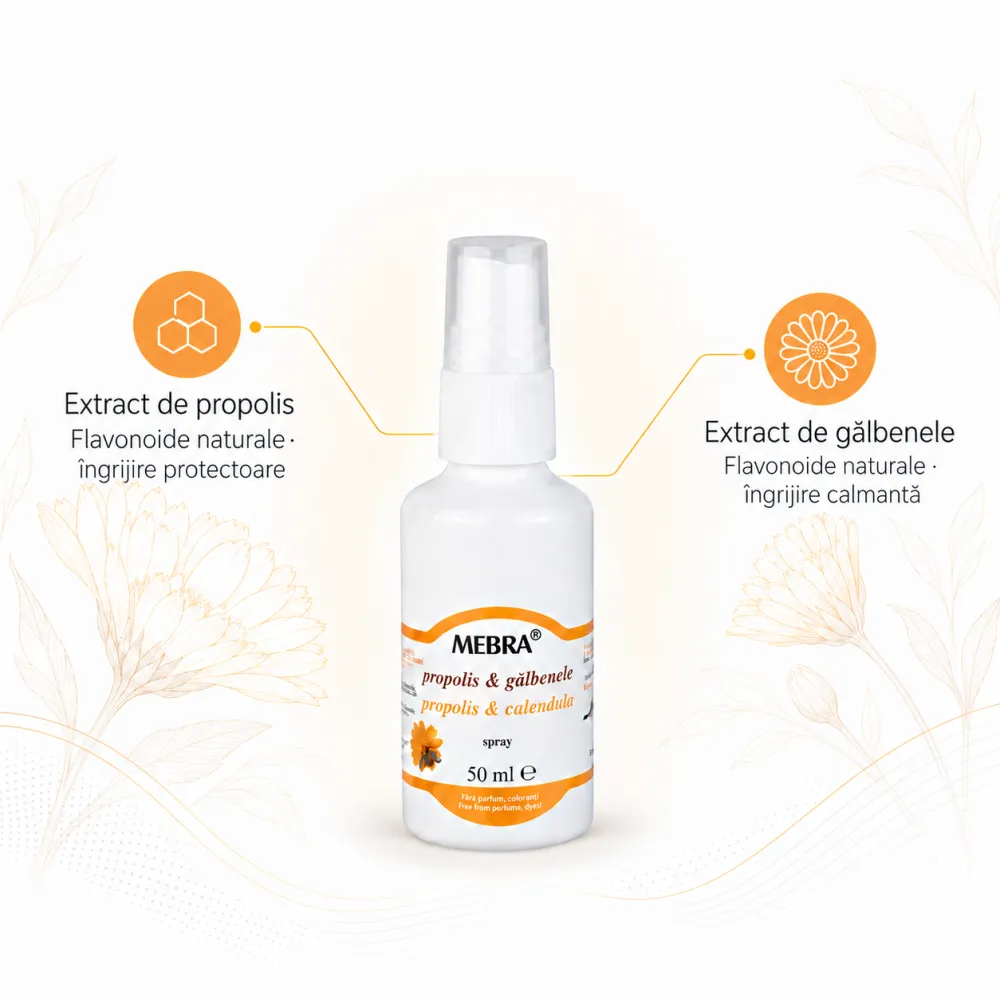 Spray Propolis + Galbenele, 50 ml - Mebra