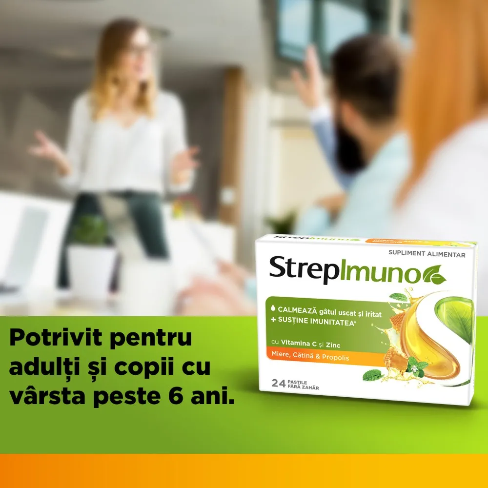 Strepimuno cu miere, catina si propolis, 24 pastile de supt, Reckitt Benckiser