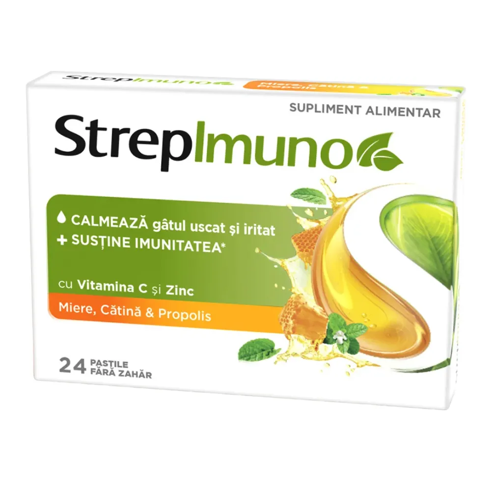 Strepimuno cu miere, catina si propolis, 24 pastile de supt, Reckitt Benckiser