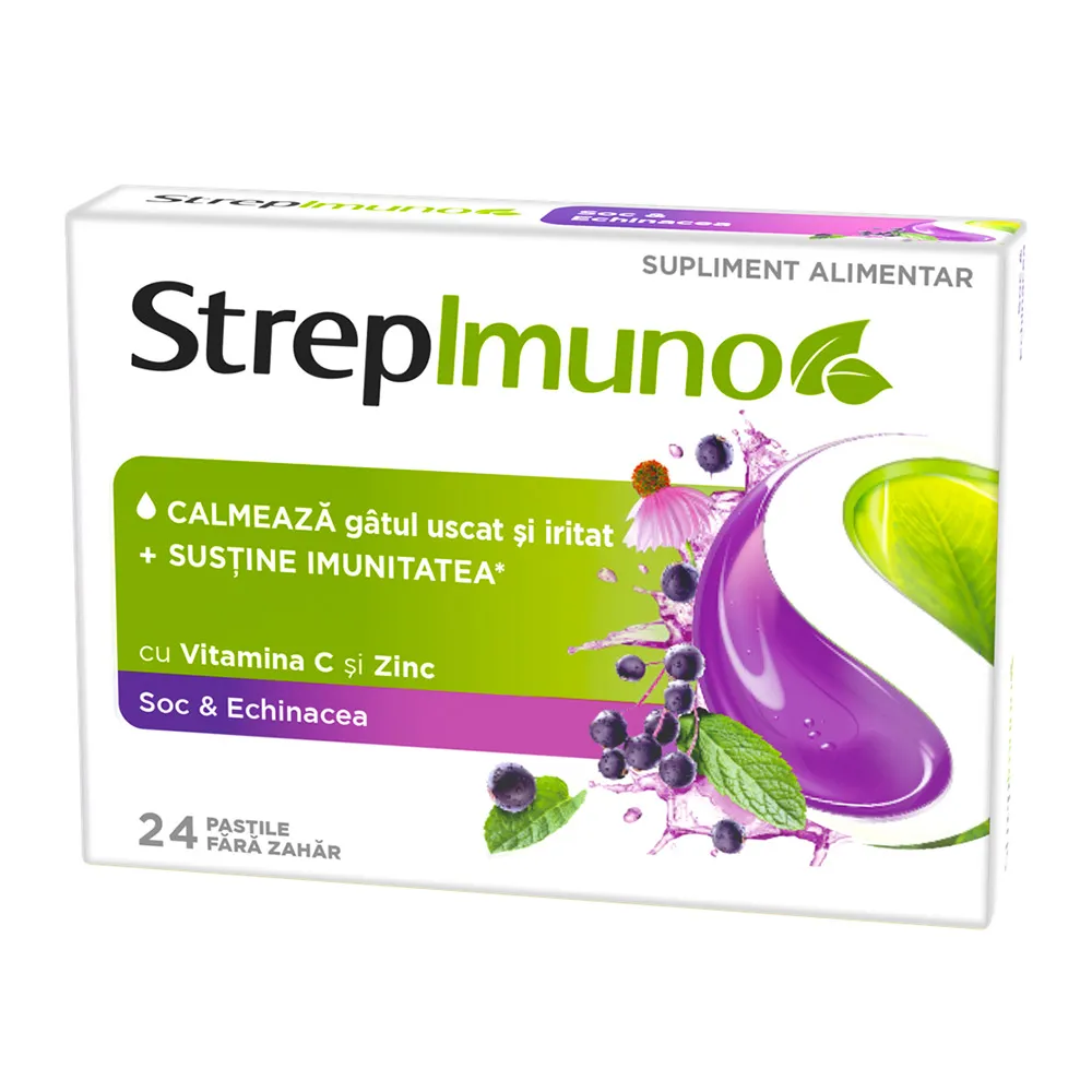 Strepimuno cu soc si echinacea, 24 pastile de supt, Reckitt Benckiser