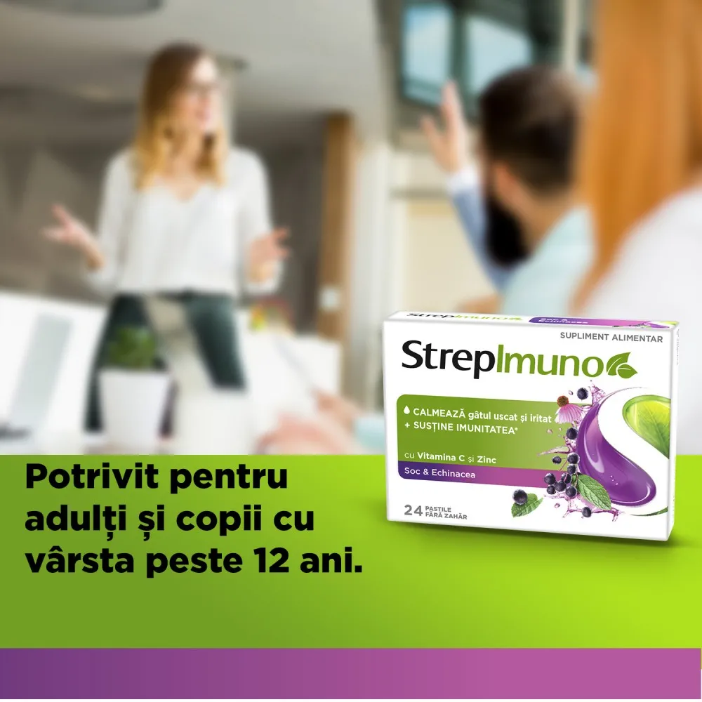 Strepimuno cu soc si echinacea, 24 pastile de supt, Reckitt Benckiser