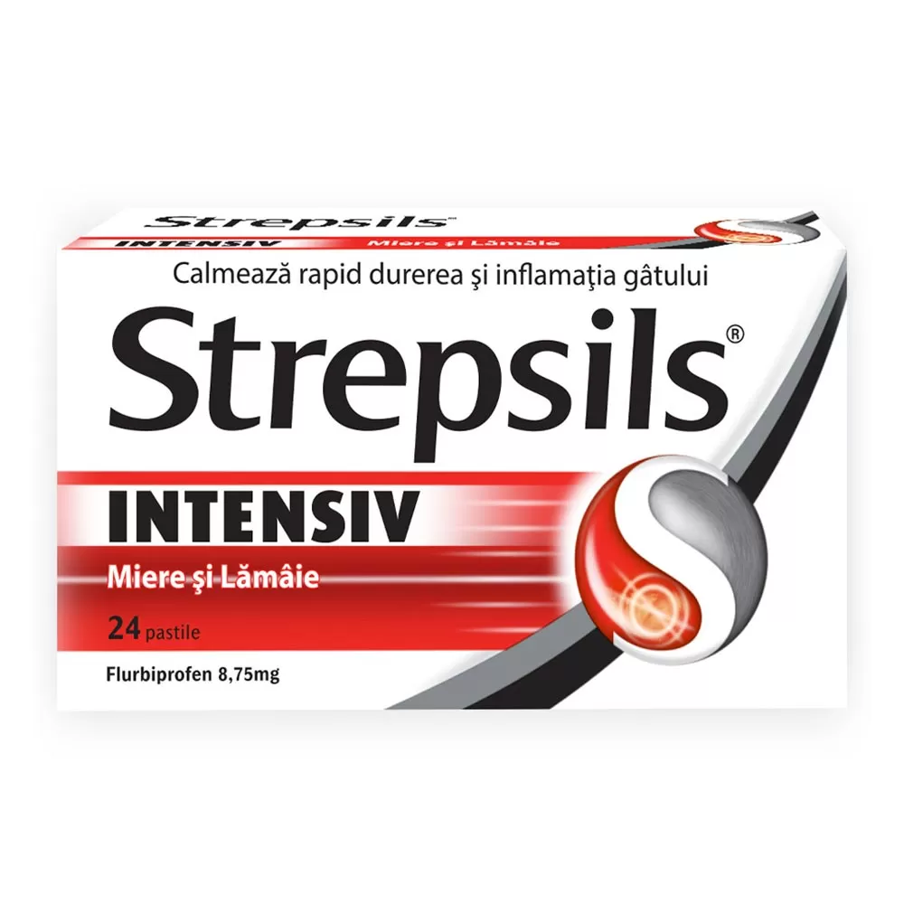 Strepsils Intensiv miere si lamaie, 8,75 mg, 24 pastile, Reckitt Benckiser Healthcare