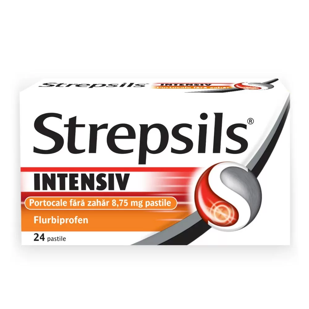 Strepsils Intensiv Portocale fara Zahar 8,75 mg pastile x 24, Reckitt