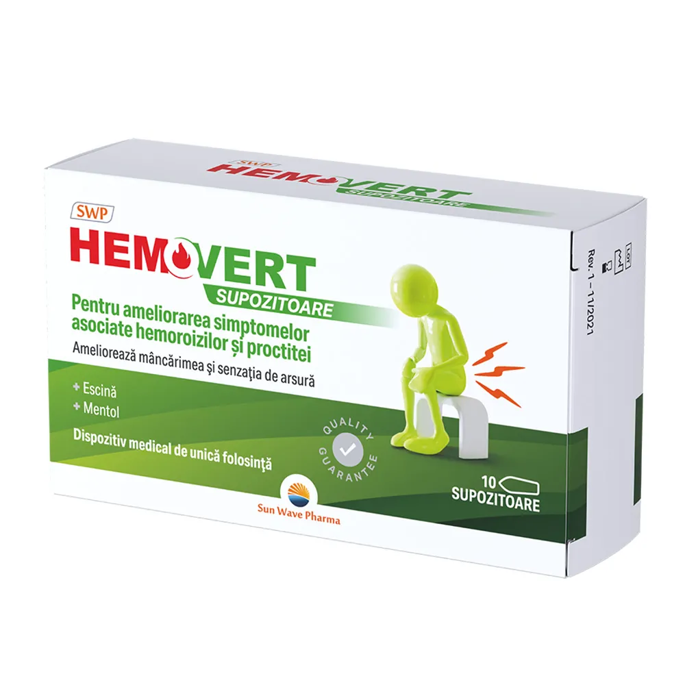 Hemovert, 10 supozitoare, Sun Wave