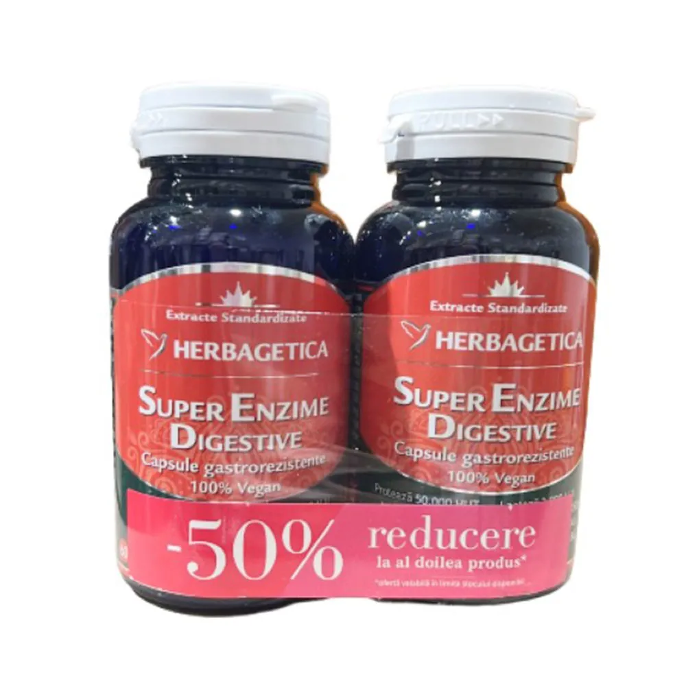 Super Enzime Digestive, 30 capsule (1+1*50% Oferta), Herbagetica