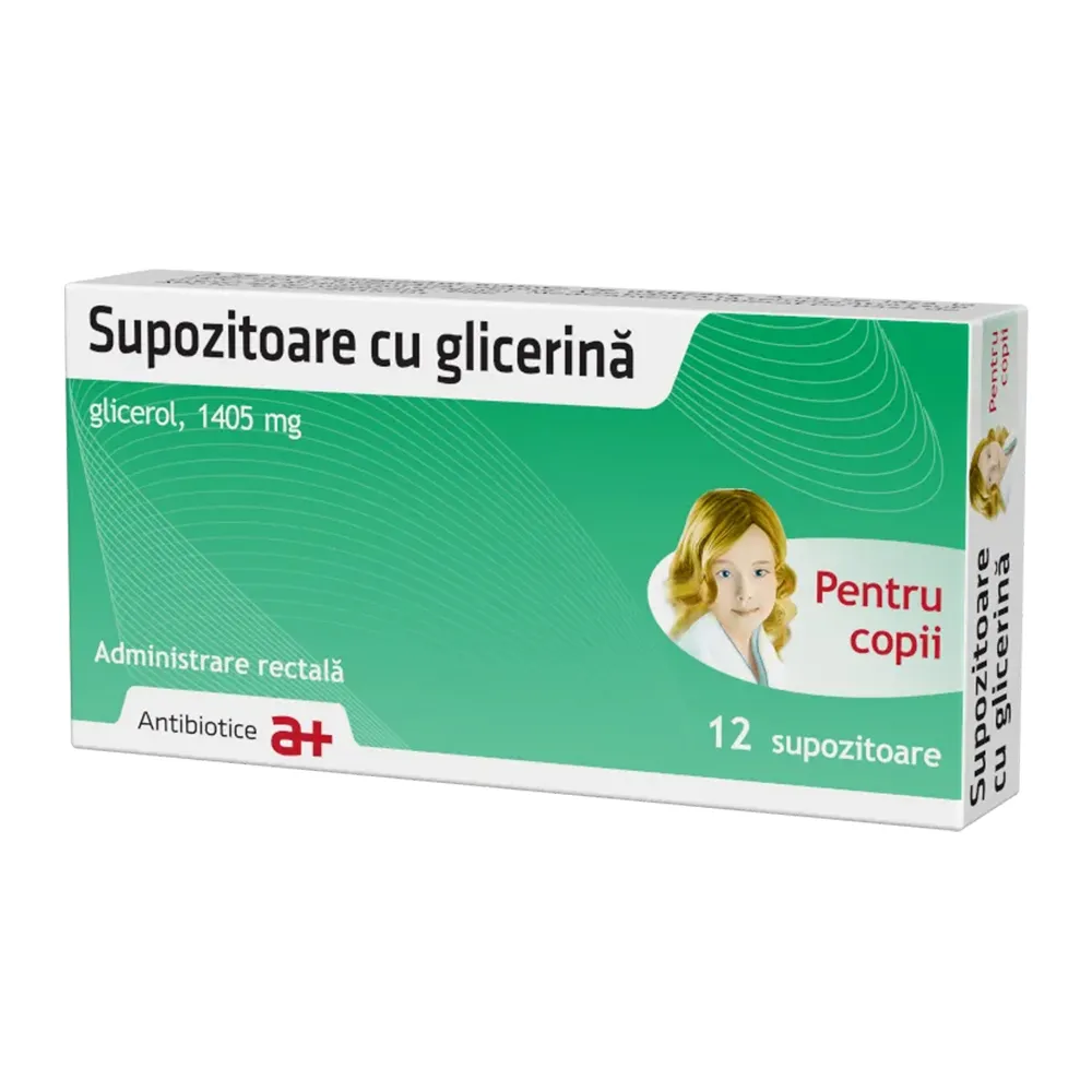 Supozitoare cu glicerina copii, 1405 mg, 12 supozitoare, Antibiotice SA
