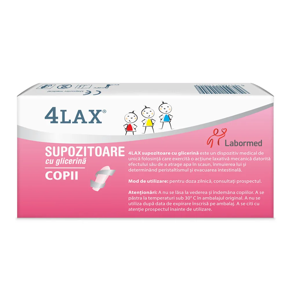 Supozitoare cu glicerina pentru copii 4Lax, 12 bucati, Labormed