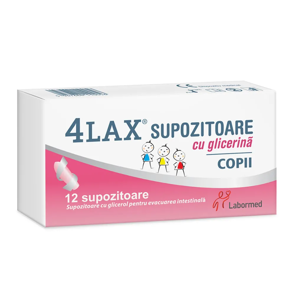 Supozitoare cu glicerina pentru copii 4Lax, 12 bucati, Labormed