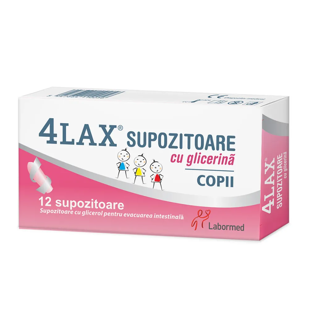 Supozitoare cu glicerina pentru copii 4Lax, 12 bucati, Labormed