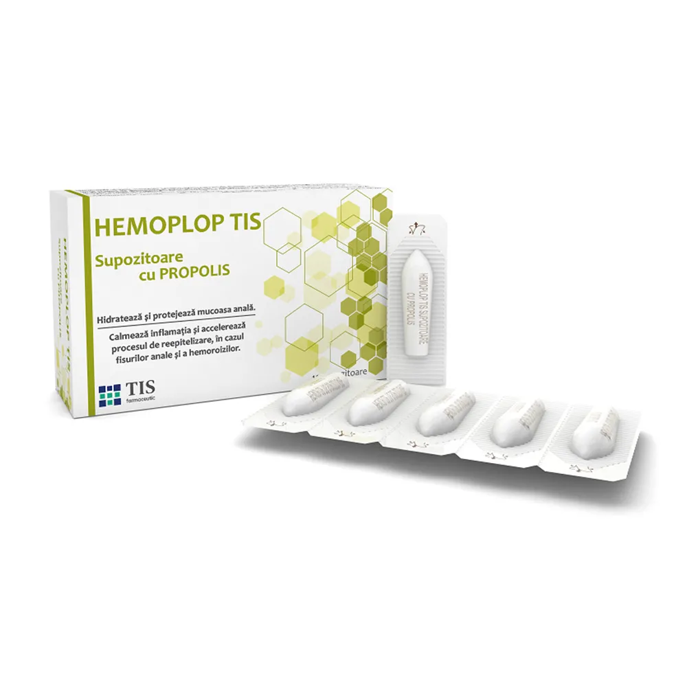 Supozitoare cu propolis Hemoplop Tis, 10 bucati, Tis Farmaceutic