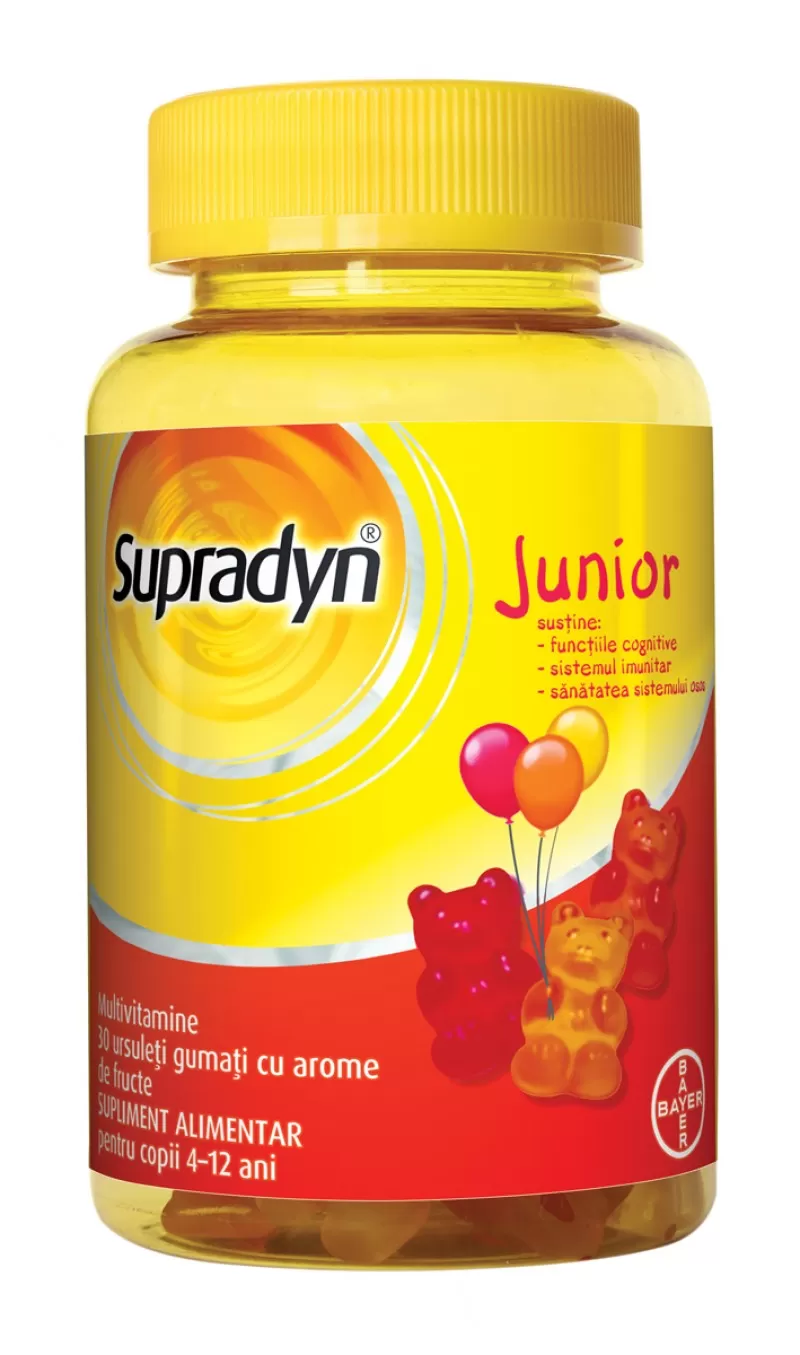 Supradyn Junior Multivitamine, Vitamina C, B3, B6, B12 ursuleti gumati x 30, Bayer