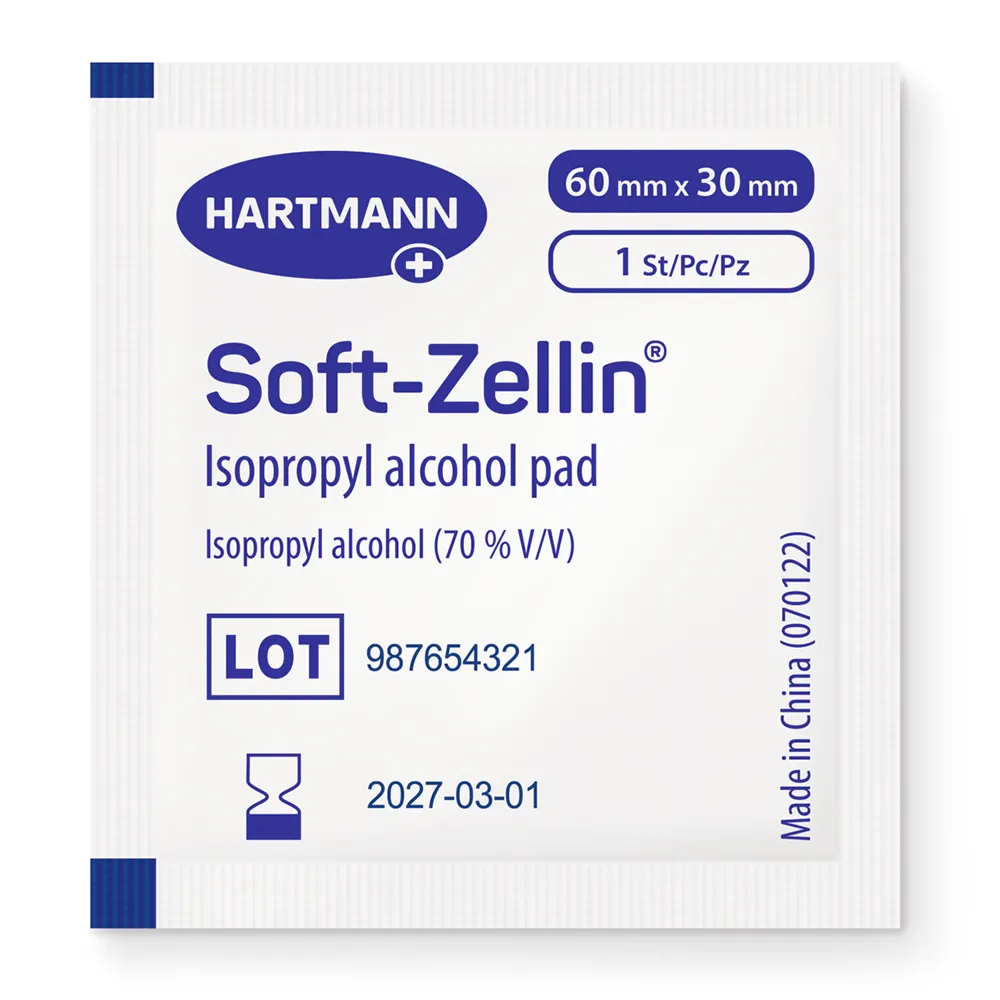 Tampoane impregnate cu alcool, 6 x 3cm, 100 bucati, Soft-Zellin