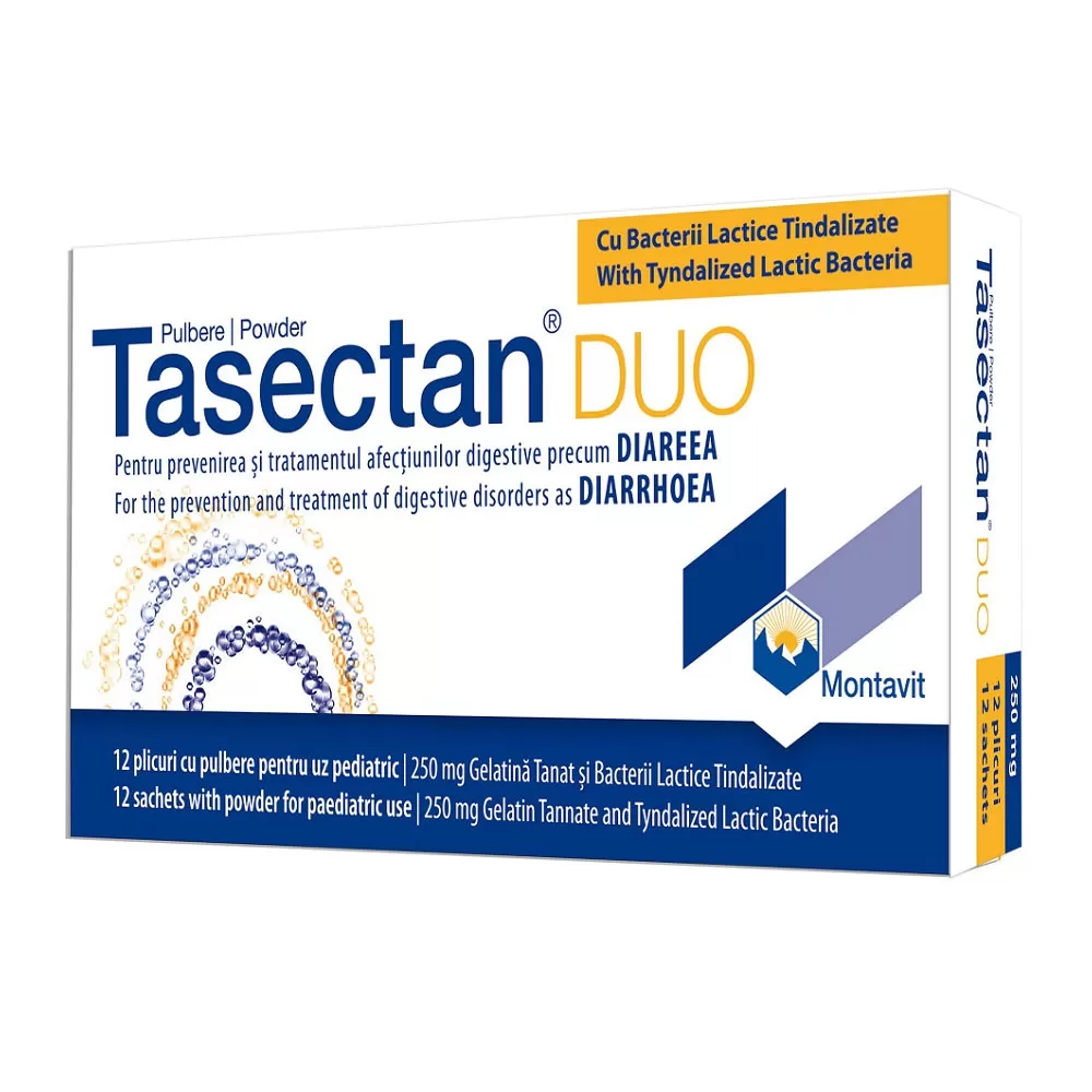 Tasectan Duo copii 250 mg, 12 plicuri, Montavit