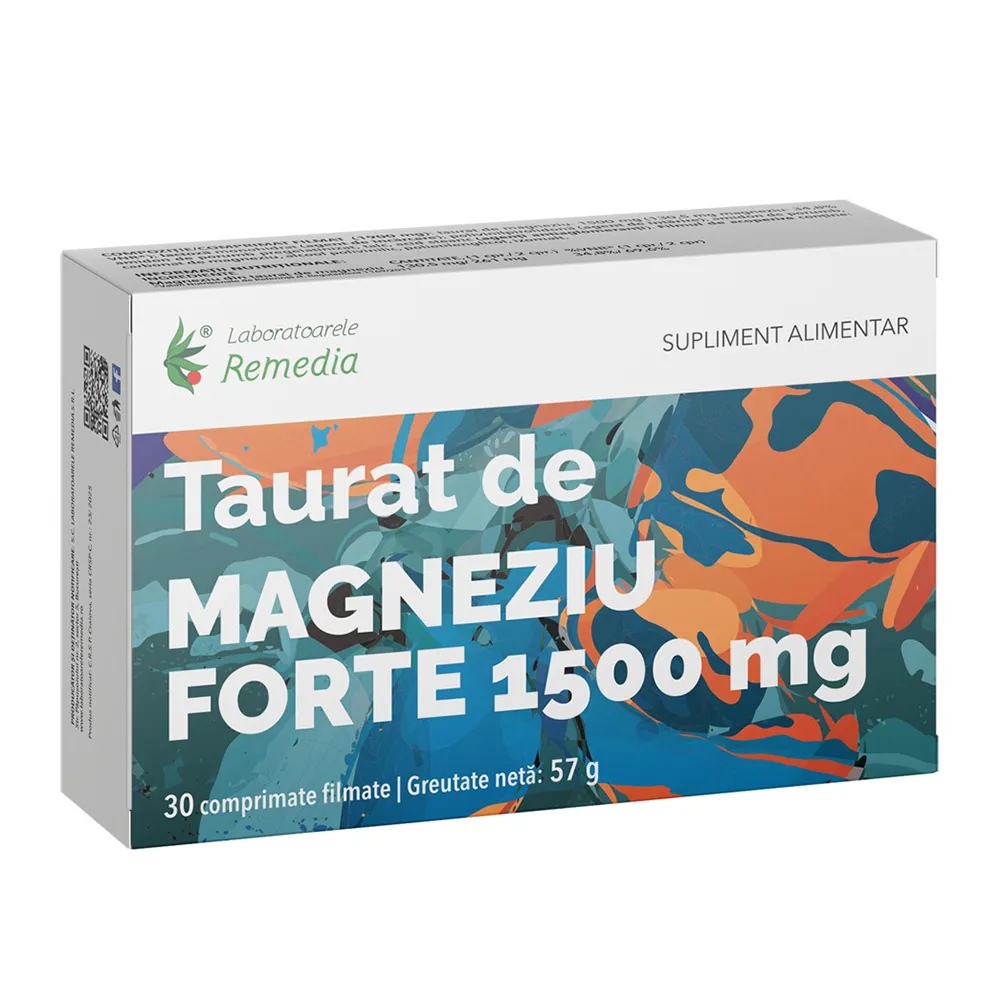 Taurat de magneziu Forte, 1500 mg, 30 comprimate, Laboratoarele Remedia