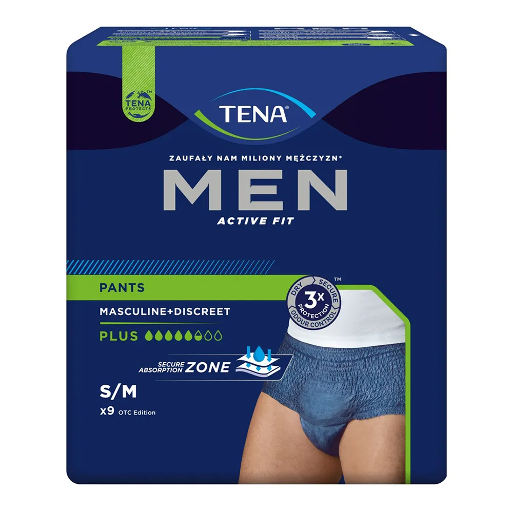 Scutece tip chilot pentru barbati Active Fit Pants Plus Blue Men, S/M, 9 bucati, Tena