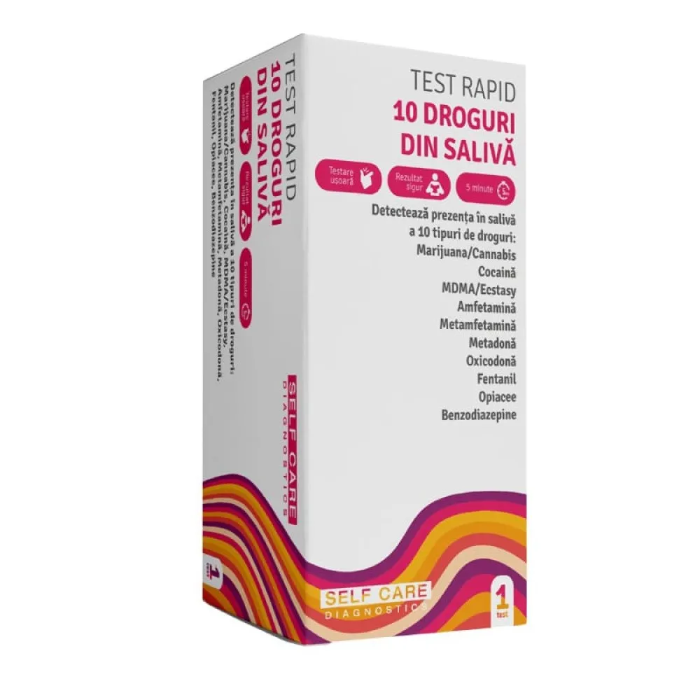 Test Rapid 10 Droguri din Saliva, 1 buc, Self Care