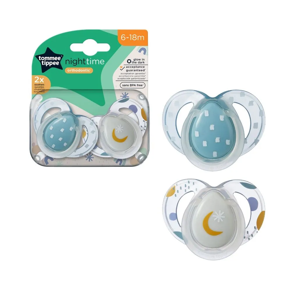 Tommee Tippee TT0414 Suzeta Ortodontica de Noapte Luna 6-18 luni -buc x 2