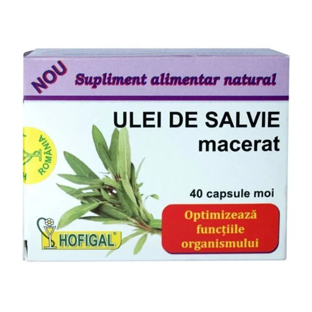Ulei de Salvie macerat, 500 mg, 40 capsule, Hofigal