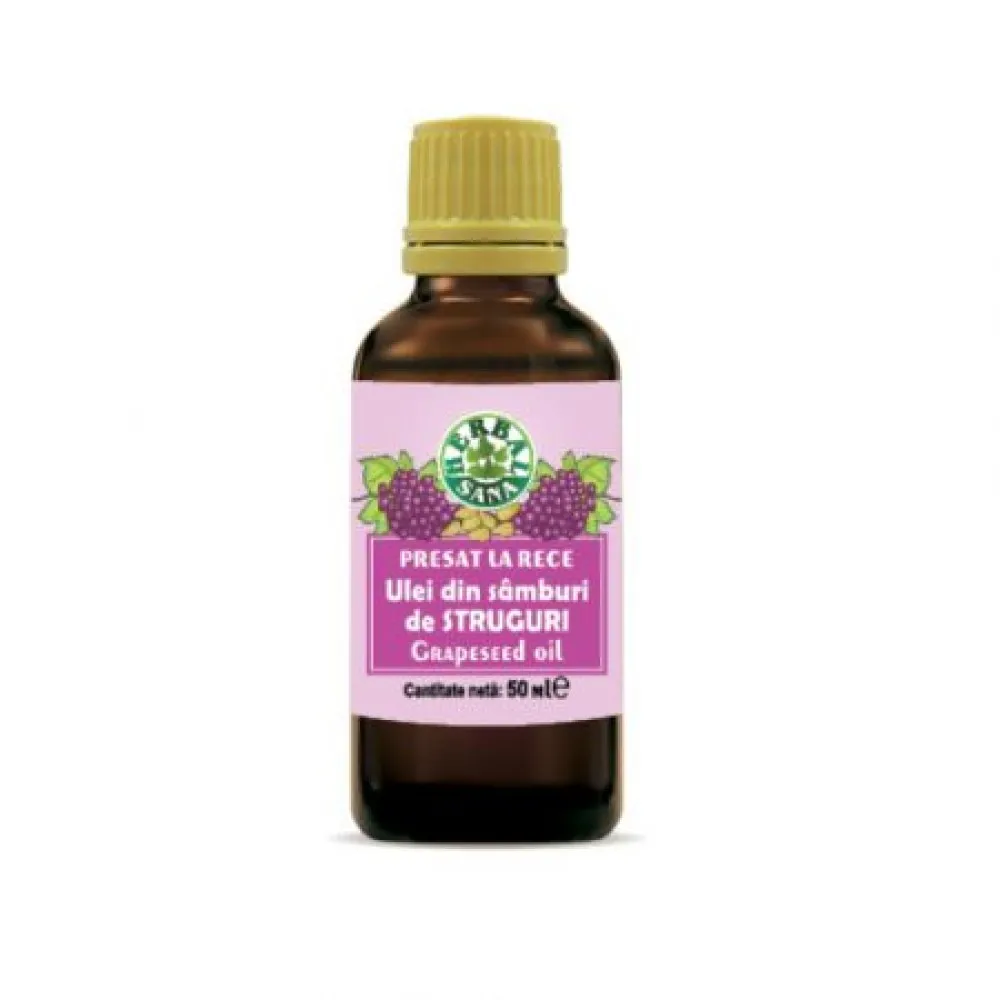 Ulei din samburi de Struguri presat la rece, 50 ml, Herbavit