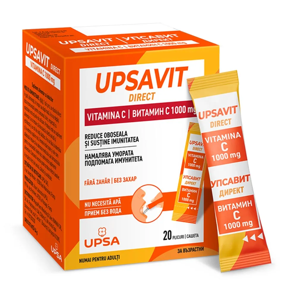 Upsavit Direct Vitamina C, 1000mg 20, plicuri orodispersabile, Upsa
