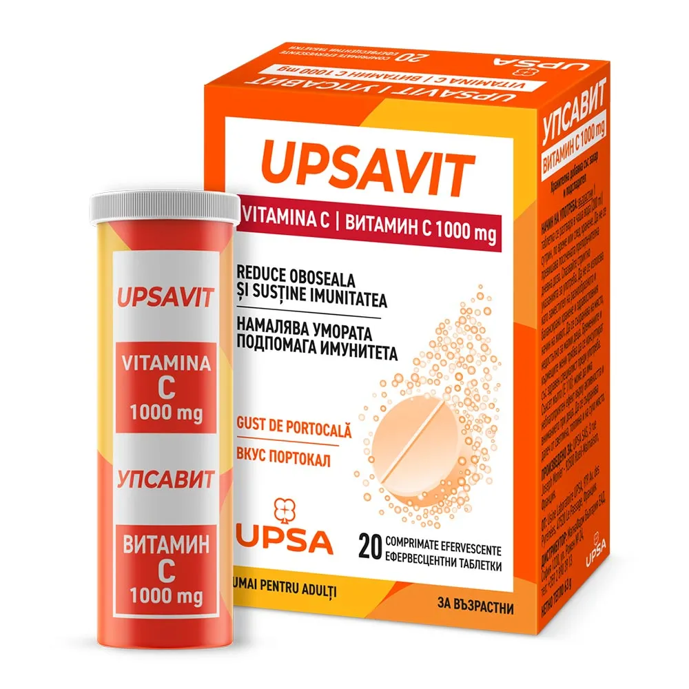 Upsavit Vitamina C 1000mg, 20 comprimate efervescente, Upsa
