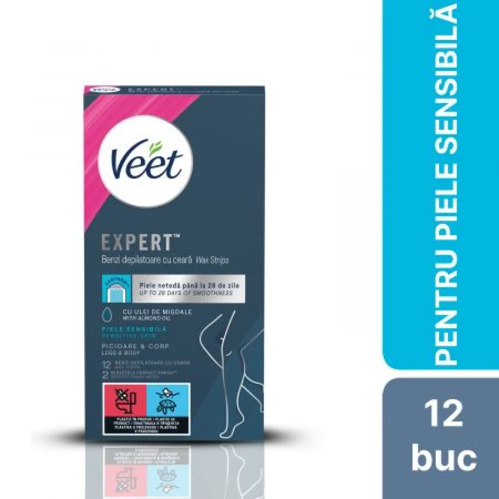 Veet Expert Ceara Rece Piele Sensibila Benzi x 12