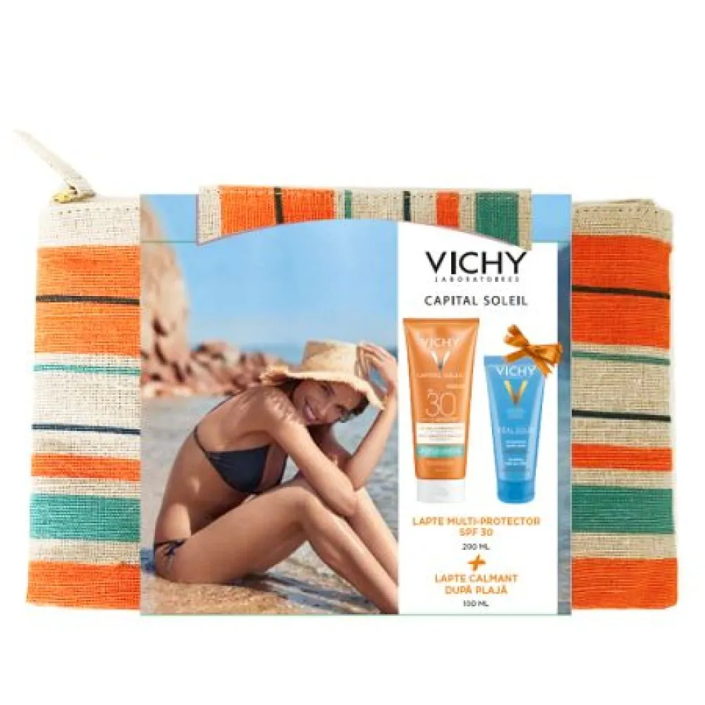 Vichy Capital Soleil Lapte Multi-protection SPF30+ x 200ml + Vichy Lapte Dupa Plaja x 100ml (cadou)
