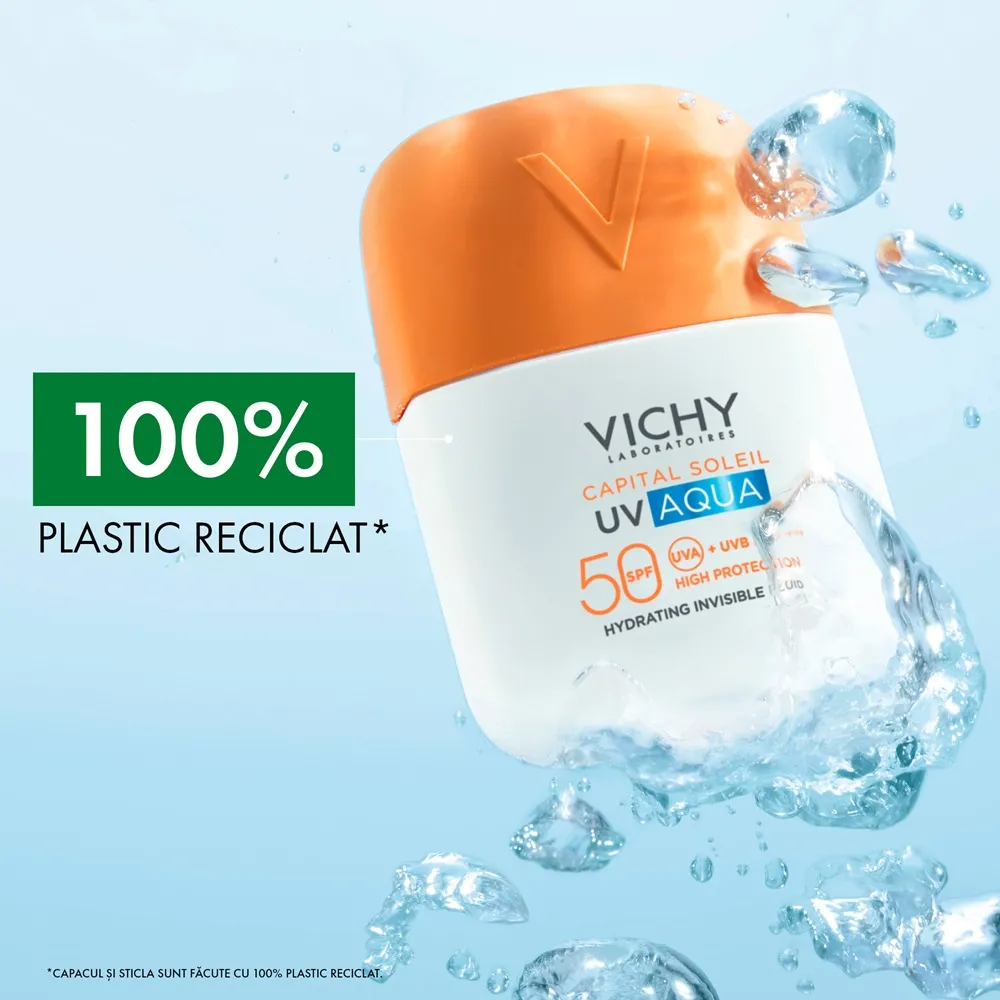 Fluid hidratant invizibil cu protectie solara SPF 50 Capital Soleil UV Aqua, 50 ml, Vichy