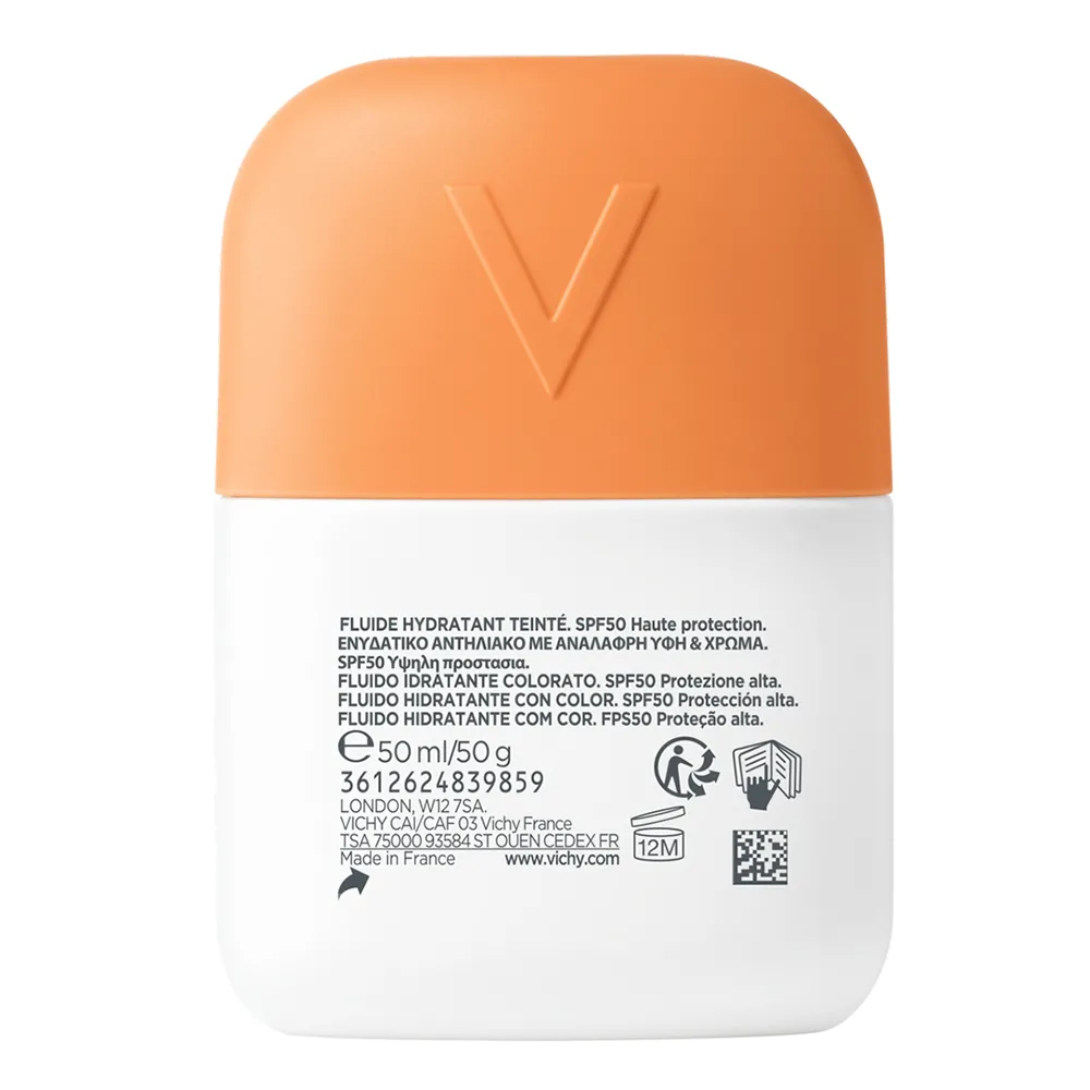 Fluid hidratant colorat cu protectie solara SPF 50 Nuanta Light Capital Soleil UV Aqua, 50 ml, Vichy