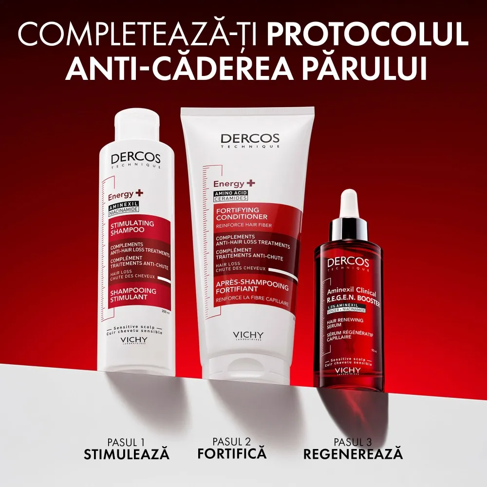 Sampon Energy + cu acțiune energizantă rezervă de reîncărcare, complementar tratamentului împotriva căderii părului, 400ml, Dercos