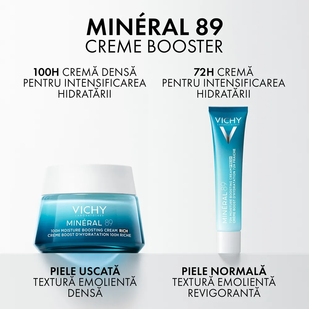 Crema Intens Hidratanta 72H, Mineral 89, pentru toate tipurile de ten, 40ml, Vichy