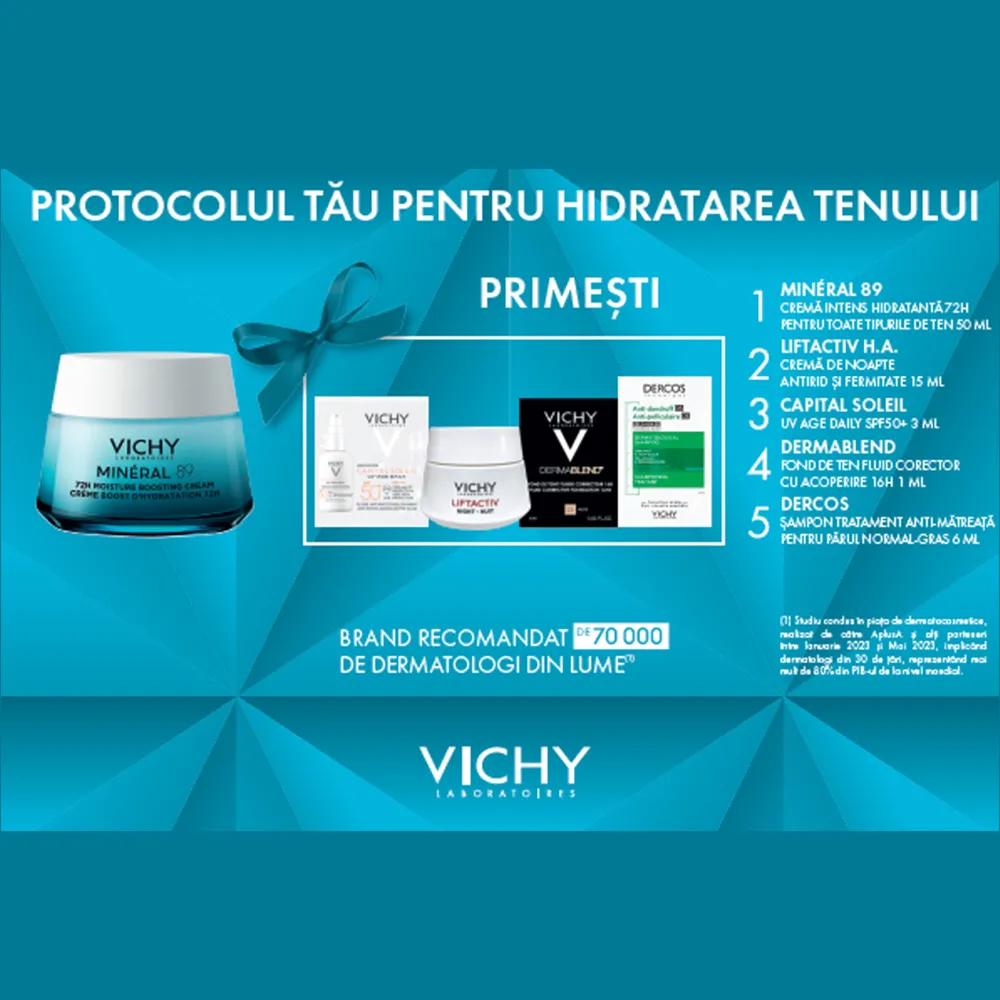 Trusa Mineral 89 (Crema Toate Tipurile de Ten, 50ml + Liftactiv Crema Noapte, 15ml), Vichy