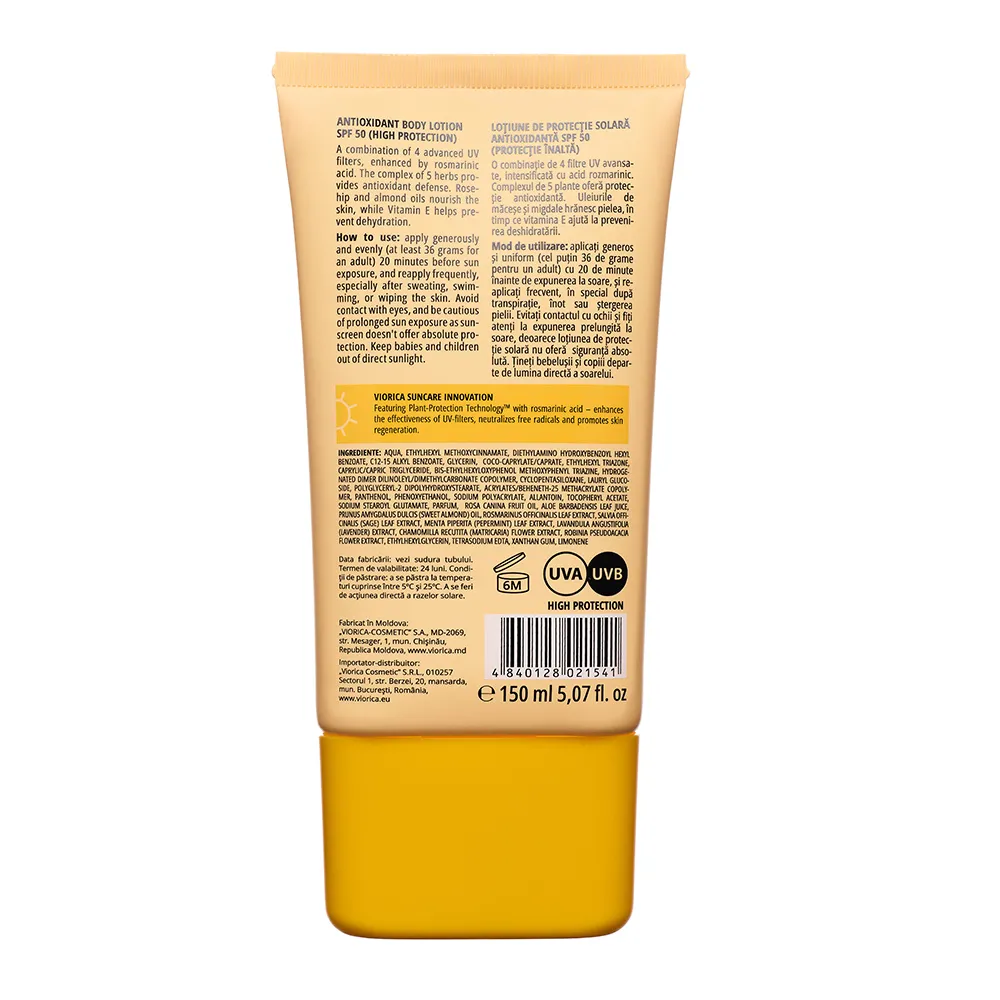 Lotiune Protectie Solara Antioxidanta SPF50, 150ml, Viorica