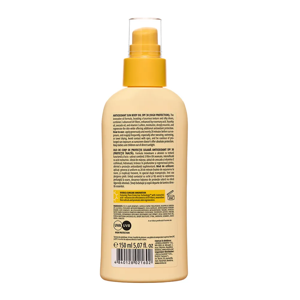 Ulei de Corp Protectie Solara Antioxidant SPF30, 150ml, Viorica